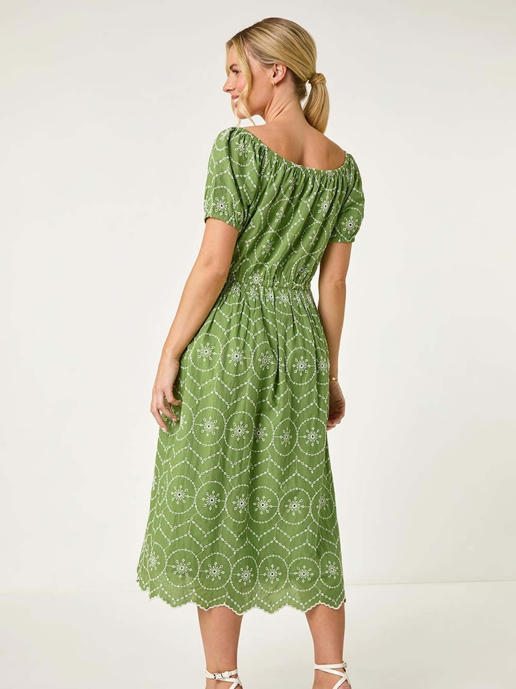 Verde - Roman Petite Contrast Embroidery Dress - Imagen 2 de 5 Verde - Roman Petite Contrast Embroidery Dress - Imagen 2 de 5