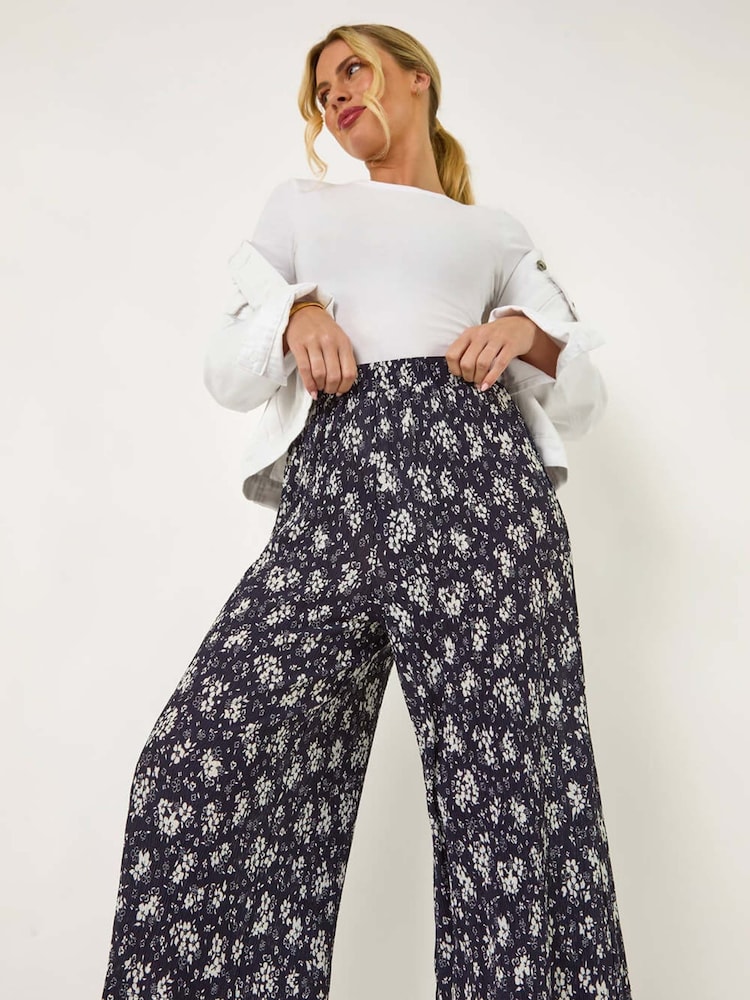 Roman Petite Floral Crinkle Cropped Trousers - Imagen 1 de 5 Roman Petite Floral Crinkle Cropped Trousers - Imagen 1 de 5