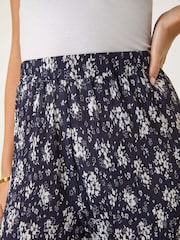 Roman Blue Petite Floral Crinkle Cropped Trousers - Image 5 of 5