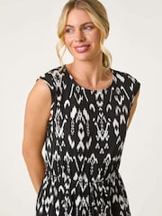 Roman Black Petite Print Tie Waist Dress - Image 4 of 5