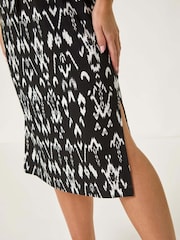 Roman Black Petite Print Tie Waist Dress - Image 5 of 5