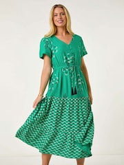 Roman Green Petite Floral Print Midi Dress - Image 1 of 5