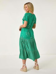 Roman Green Petite Floral Print Midi Dress - Image 2 of 5