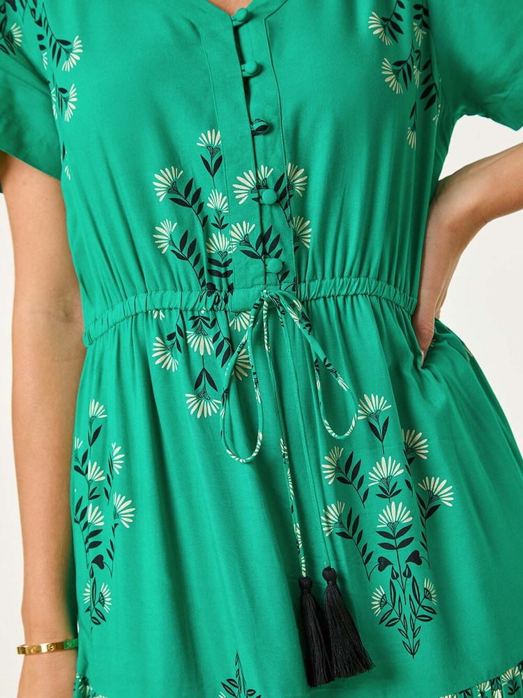 Roman Green Petite Floral Print Midi Dress - Image 5 of 5