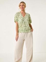 Roman Petite Floral Print Crinkle Blouson Top - Imagen 2 de 5