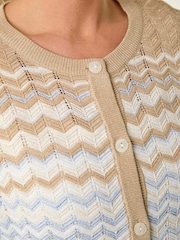 Roman Blue Petite Chevron Stripe Knit Cardigan - Image 5 of 5