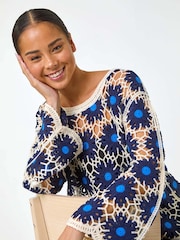 Roman Blue Petite Petite Crochet Floral Knit Top - Image 2 of 5