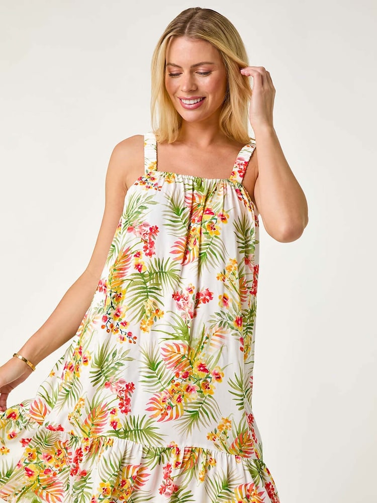 Roman Petite Print Strap Detail Frill Hem Dress - Imagen 1 de 5 Roman Petite Print Strap Detail Frill Hem Dress - Imagen 1 de 5
