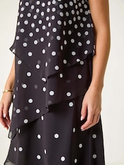 Roman Black Petite Spot Layered Tier Dress - Image 2 of 5