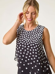 Roman Black Petite Spot Layered Tier Dress - Image 3 of 5