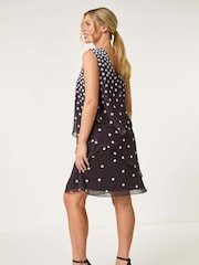 Roman Black Petite Spot Layered Tier Dress - Image 4 of 5