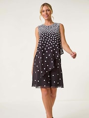 Roman Black Petite Spot Layered Tier Dress - Image 5 of 5