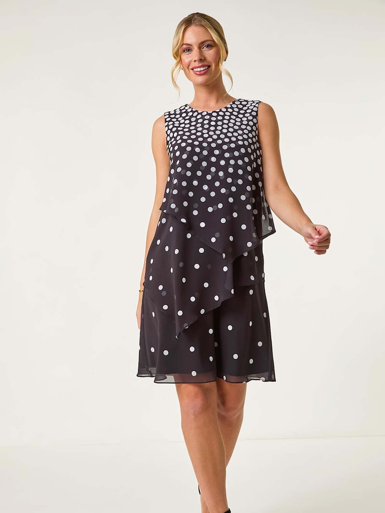 Roman Black Petite Spot Layered Tier Dress - Image 5 of 5