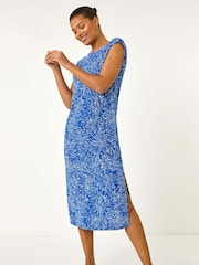 Roman Blue Abstract A-Line Midi Dress - Image 1 of 5