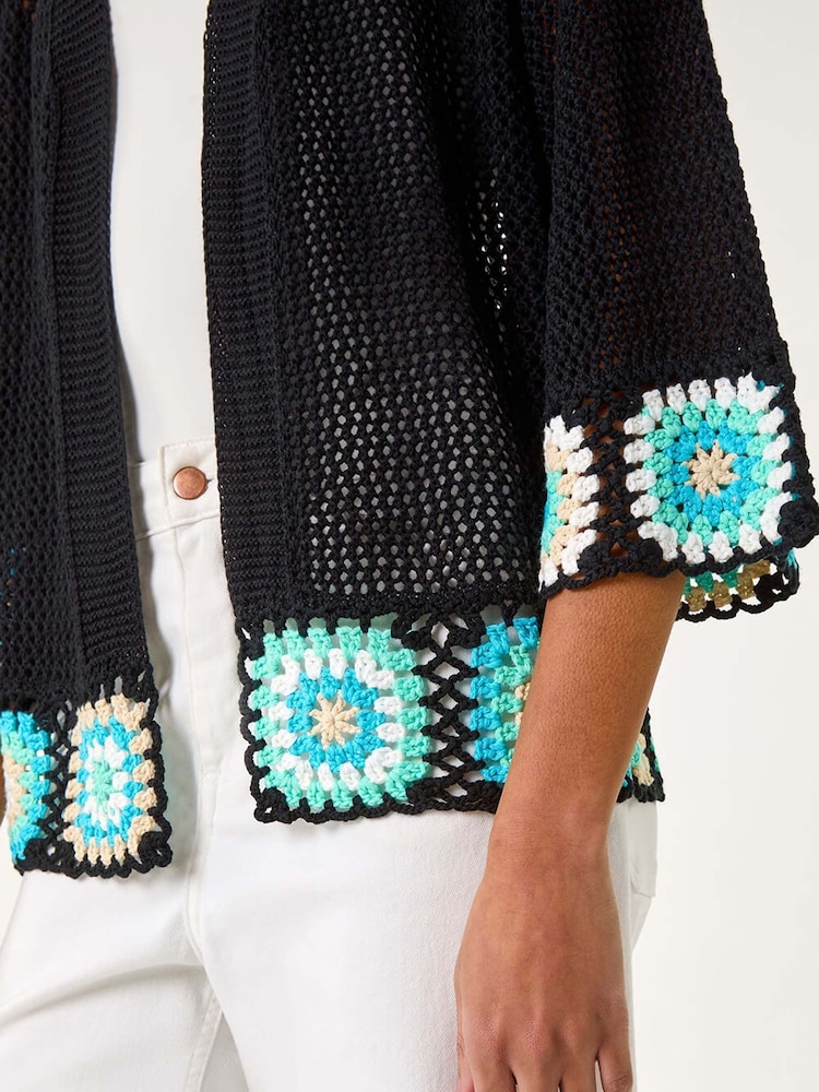 Roman Black Edge Crochet Hem Knit Cardigan - Image 5 of 5 Roman Black Edge Crochet Hem Knit Cardigan - Image 5 of 5