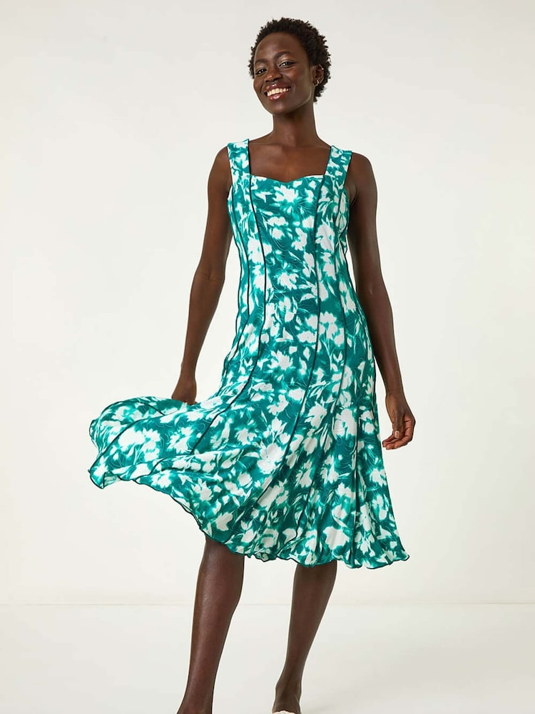 Roman Light Blue Abstract Print Panelled Short Dress - Image 1 of 5 Roman Light Blue Abstract Print Panelled Short Dress - Image 1 of 5
