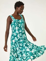 Roman Light Blue Abstract Print Panelled Short Dress - Image 2 of 5