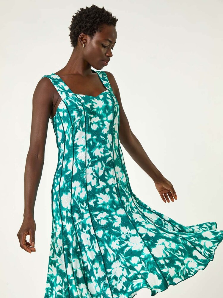 Roman Light Blue Abstract Print Panelled Short Dress - Image 2 of 5 Roman Light Blue Abstract Print Panelled Short Dress - Image 2 of 5