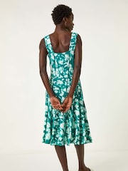 Roman Light Blue Abstract Print Panelled Short Dress - Image 3 of 5