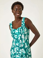 Roman Light Blue Abstract Print Panelled Short Dress - Image 4 of 5