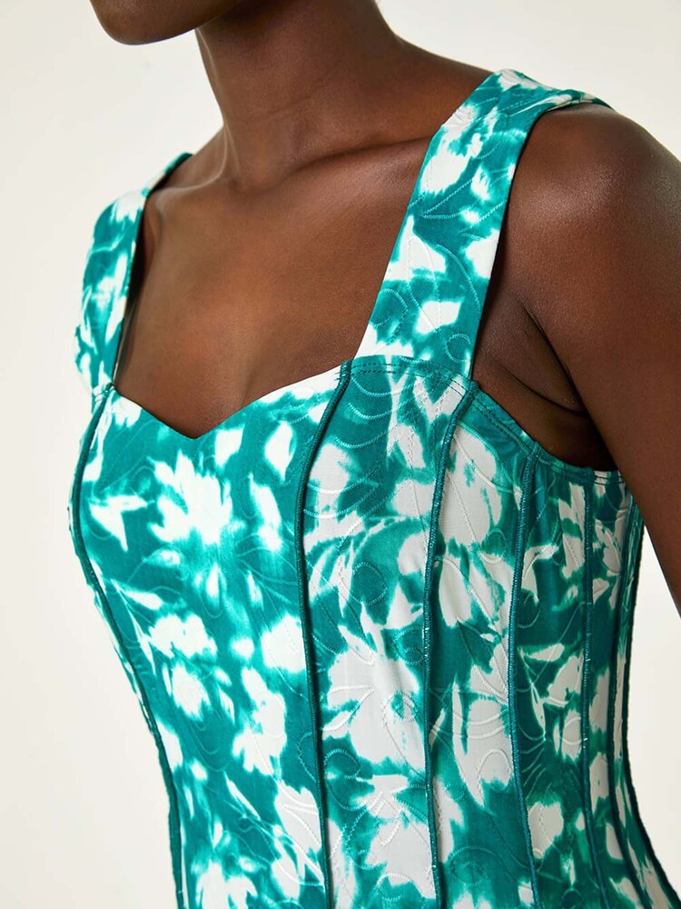 Roman Light Blue Abstract Print Panelled Short Dress - Image 5 of 5 Roman Light Blue Abstract Print Panelled Short Dress - Image 5 of 5