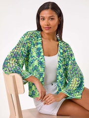 Roman Blue Spacedye Knit Cardigan - Image 1 of 5