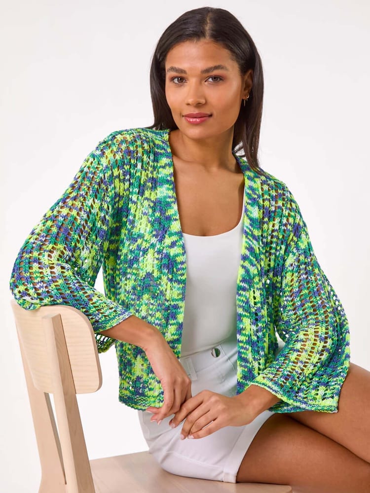 Roman Blue Spacedye Knit Cardigan - Image 1 of 5