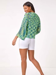 Roman Blue Spacedye Knit Cardigan - Image 3 of 5
