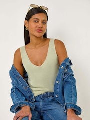 Roman Green Shimmer V-Neck Knitted Vest - Image 1 of 5