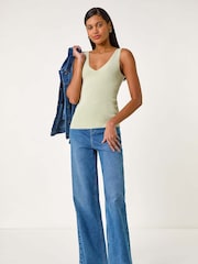 Roman Green Shimmer V-Neck Knitted Vest - Image 2 of 5