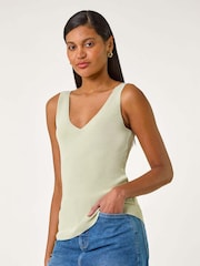 Roman Green Shimmer V-Neck Knitted Vest - Image 4 of 5