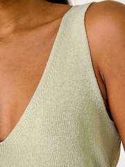 Roman Green Shimmer V-Neck Knitted Vest - Image 5 of 5