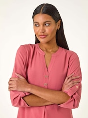 Roman Pink Longline Bow Button Tunic Top - Image 4 of 5