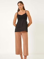 Roman Black Crochet 100% Cotton Cami Top - Image 1 of 5