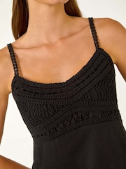 Roman Black Crochet 100% Cotton Cami Top - Image 5 of 5