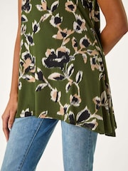 Roman Green Leaf Print Hanky Hem Tunic Top - Image 5 of 5