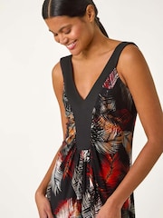 Roman Red Palm Print Contrast Band Maxi Dress - Image 4 of 5