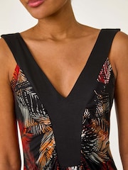 Roman Red Palm Print Contrast Band Maxi Dress - Image 5 of 5