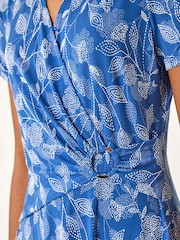 Roman Blue Floral Print Ring Detail Midi Dress - Image 5 of 5