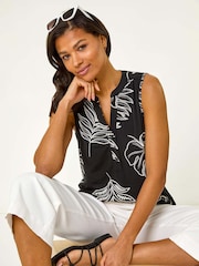 Roman Textured Leaf Print Vest Top - Bild 1 von 5