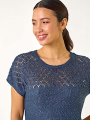 Blusa de malha mista de crochê Roman - Imagem 4 de 5