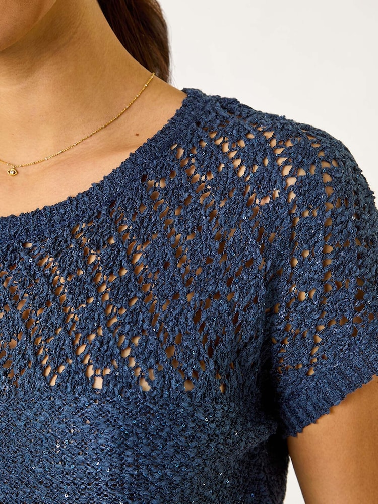 Blusa de malha mista de crochê Roman - Imagem 5 de 5