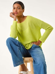 Roman Green Crochet Cotton Jersey Top - Image 1 of 5