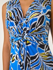 Roman Blue Leaf Puff Print Maxi Dress - Image 5 of 5