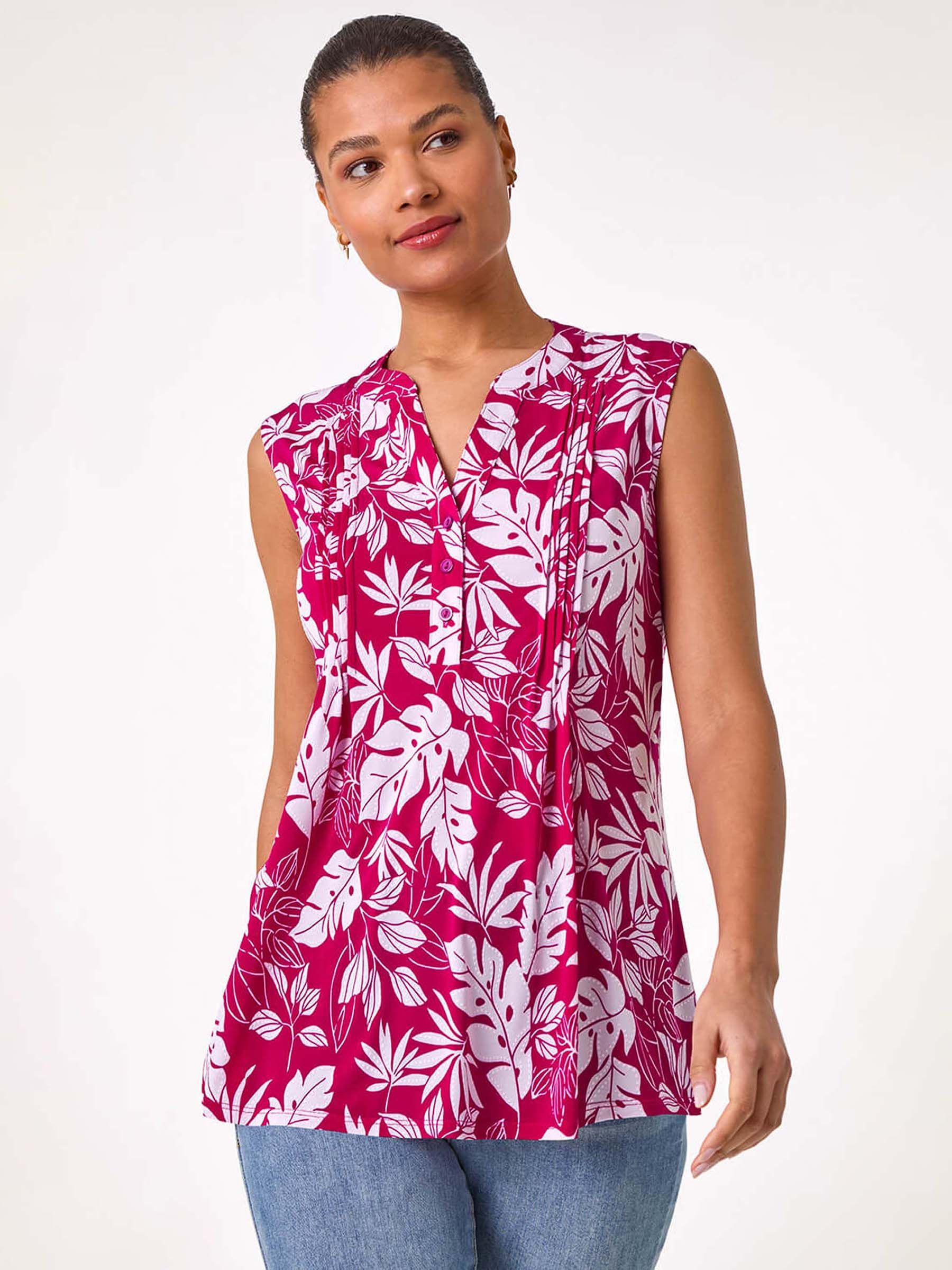 Buy Roman Pink Textured Leaf Print Vest Top from Next USA