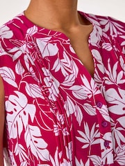 Roman Pink Textured Leaf Print Vest Top - Image 5 of 5