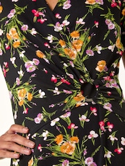 Roman Pink Floral Print Ring Detail Midi Dress - Image 5 of 5