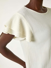 Branco - Camiseta Roman Texturizada com mangas e babados - Imagem 5 de 5