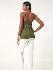 Roman Green Crochet 100% Cotton Cami Top - Image 3 of 5