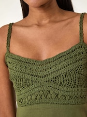 Roman Green Crochet 100% Cotton Cami Top - Image 5 of 5
